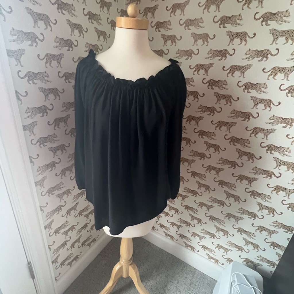 Michael Kors Black Ruffled 3/4 Sleeve Blouse